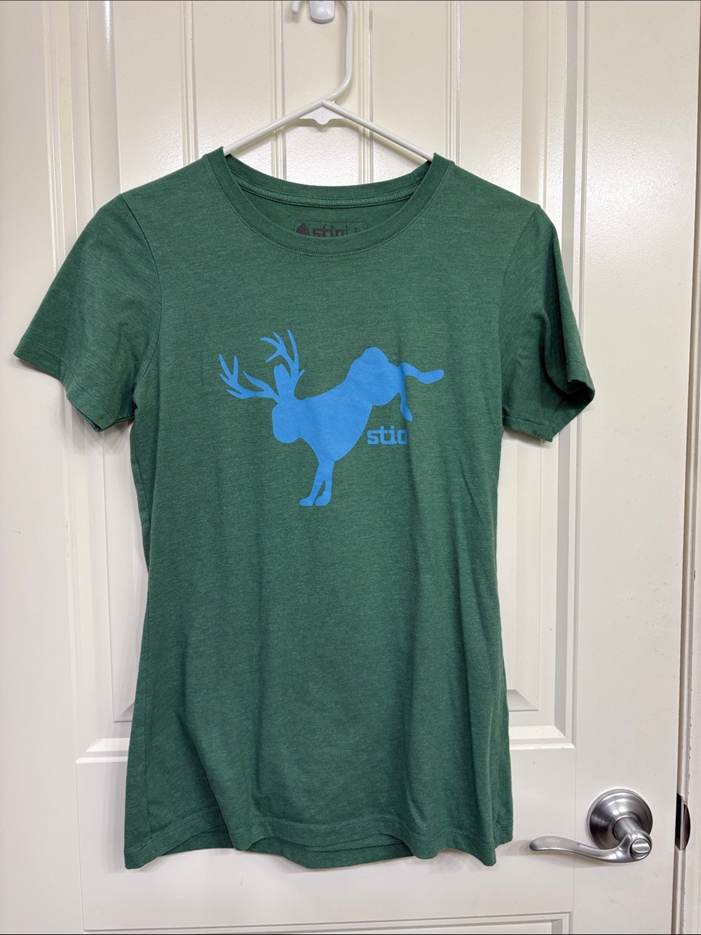 Stio Green Short Sleeve Tee with Blue Graphic